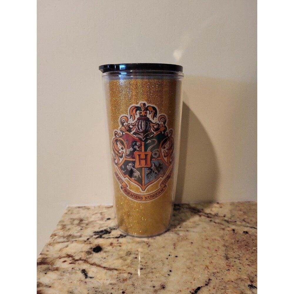 Harry Potter gold glitter tumbler coffee cup to go NEW